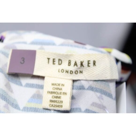 Ted Baker Womens 3/4 Sleeve Geometric Print Shift Dress Multicolor Size 3 - Picture 5 of 6